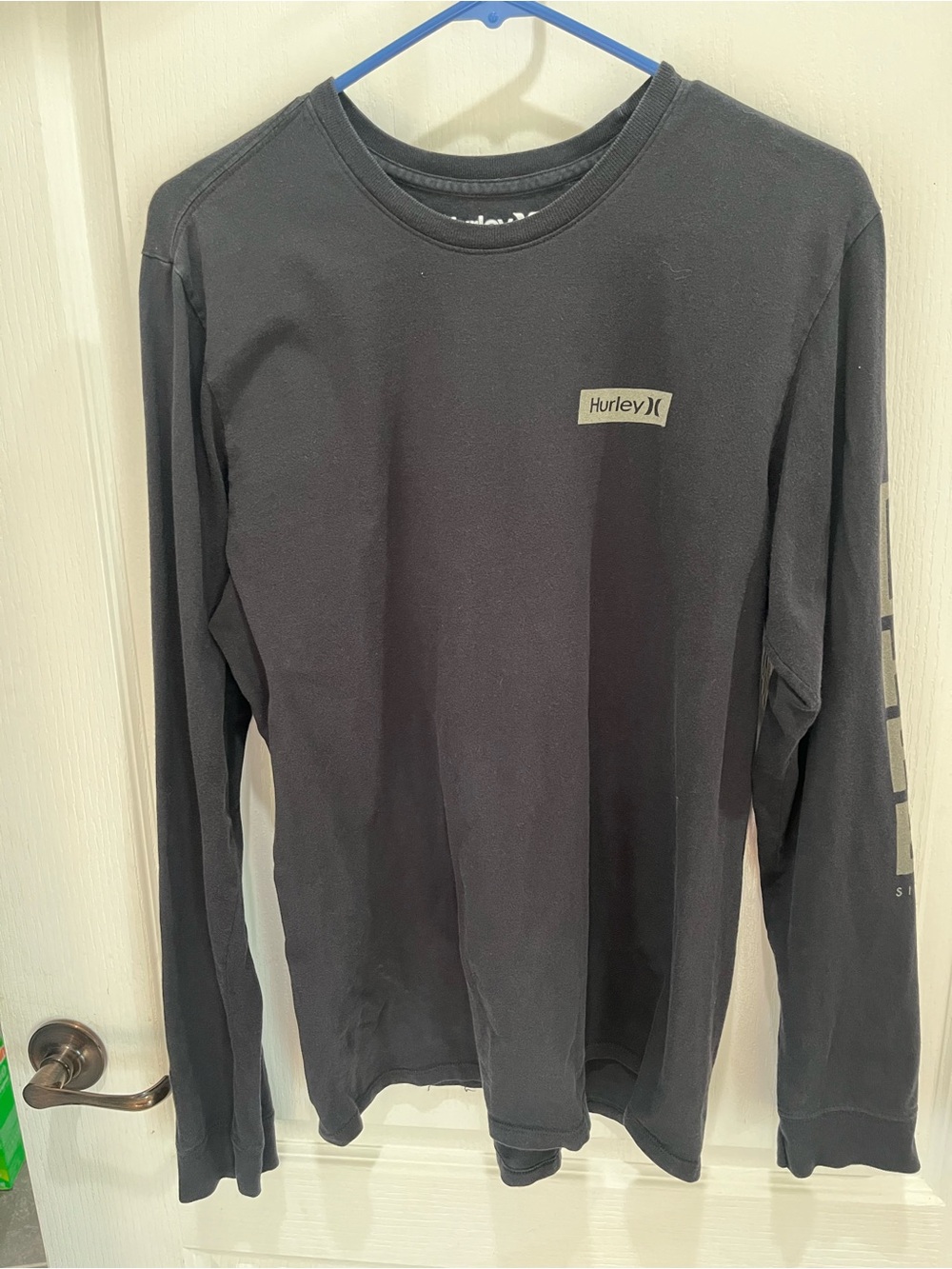 Hurley Black Long Sleeve Logo Crew Tee Large